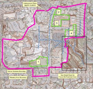 Boundary of tributary area for LID retrofit project